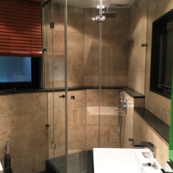 Elegante Luxus-Glasdusche in Raumecke