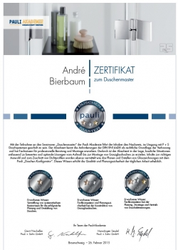 Glaserei Nolting Pauli Duschenmeister Zertifikat